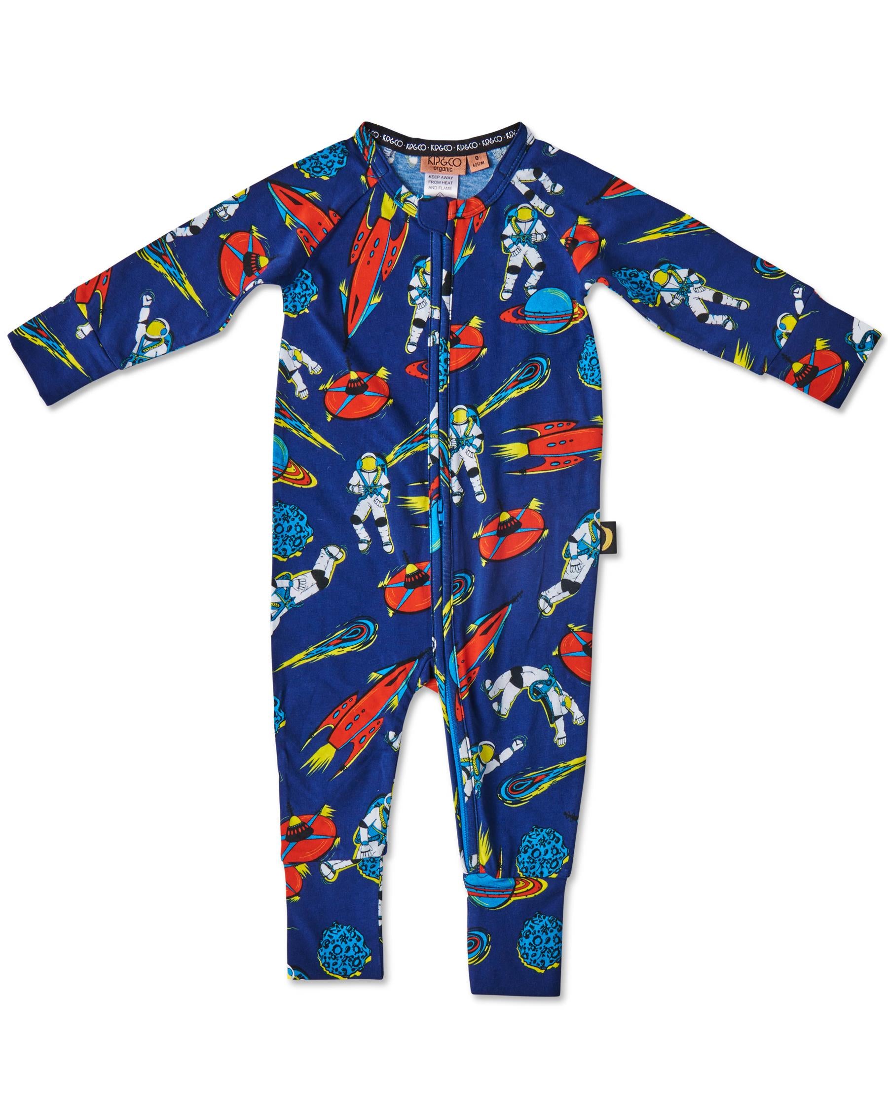 KIP & CO - ORGANIC LONG SLEEVE ZIP ROMPER - OUTER SPACE