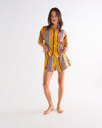 KIP & CO - ADULT ORGANIC COTTON SHORT SLEEVE SHIRT & SHORT PYJAMA SET - CASABLANCA STRIPE