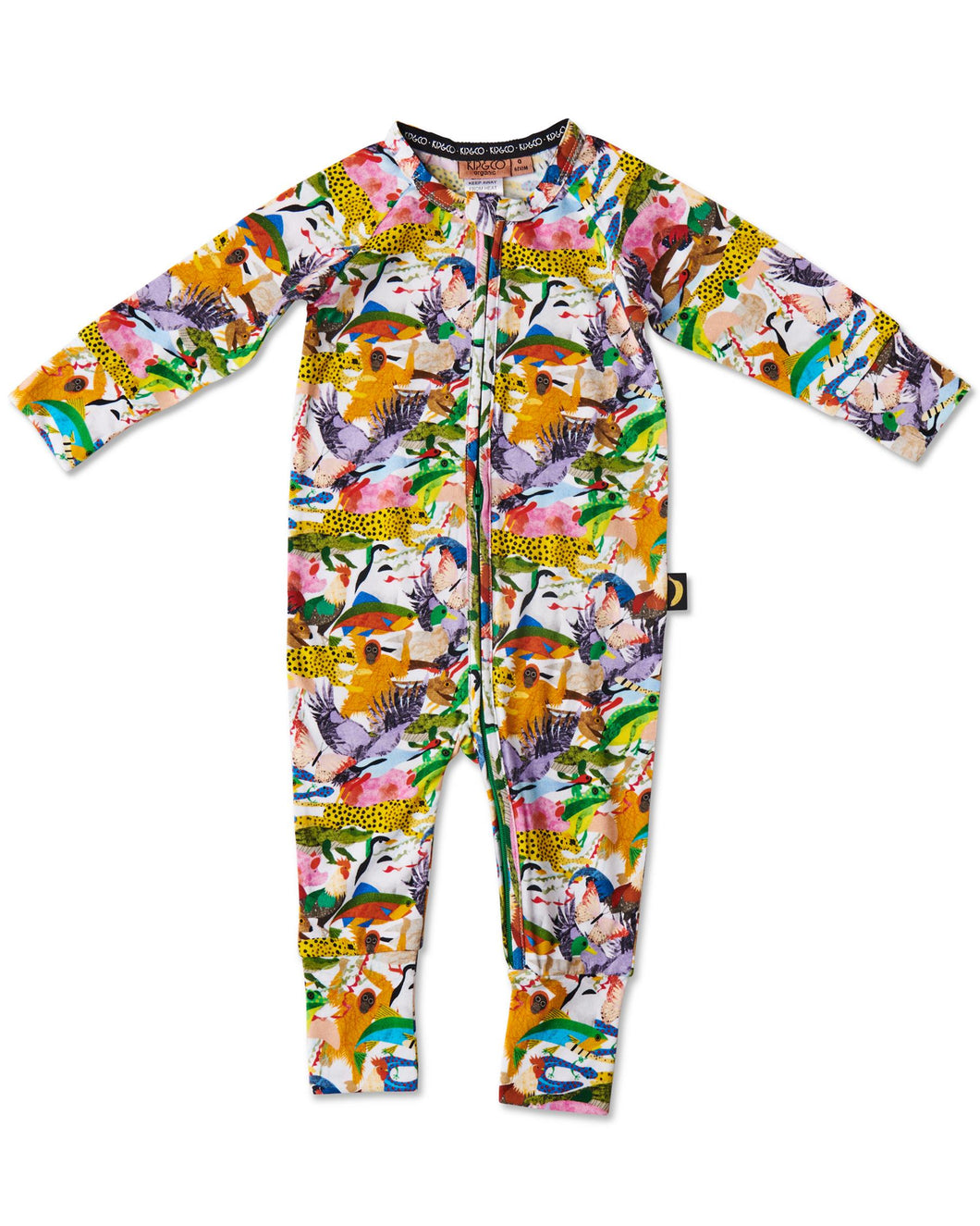 KIP & CO - ORGANIC LONG SLEEVE ZIP ROMPER - ALL CREATURES GREAT & SMALL