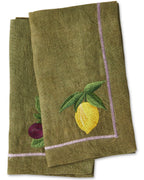 KIP & CO - EMBROIDERED LINEN 4P NAPKIN SET - AUTUMN FRUITS