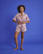 KIP & CO - ORGANIC COTTON SHORT SLEEVE SHIRT & SHORT PYJAMA SET - BALMY PALMY