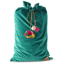 Load image into Gallery viewer, KIP &amp; CO - VELVET SANTA SACK - JADE GREEN
