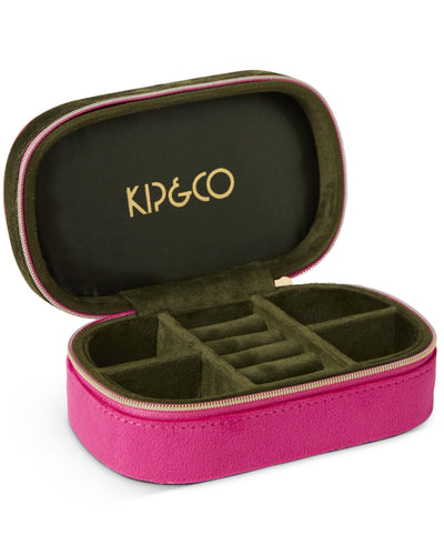 KIP & CO - TRAVEL VELVET JEWELLERY BOX - PRICKLY PEAR