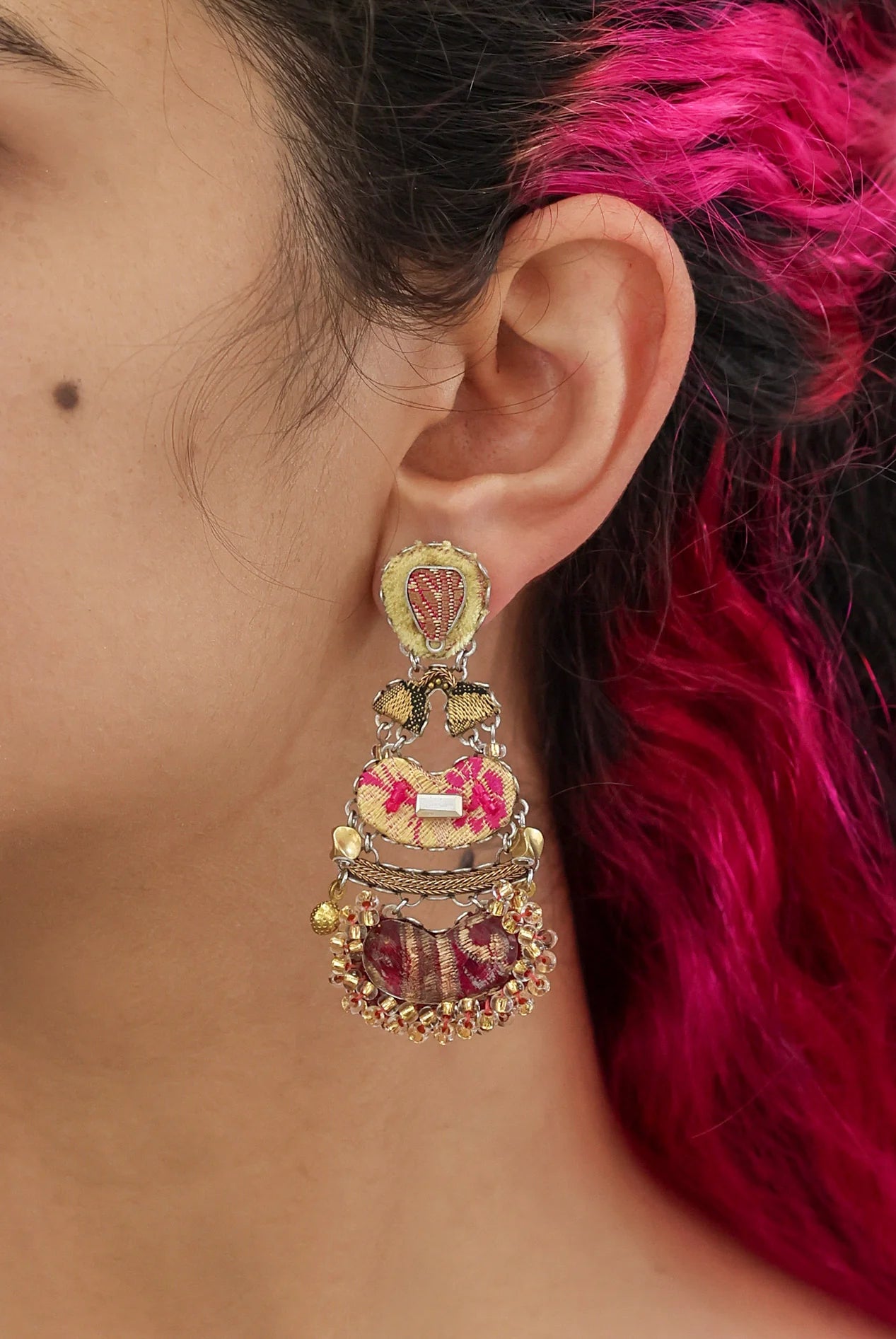 AYALA BAR - PLUM WINE SET - STATEMENT BEADED EARRINGS - PRUNOS