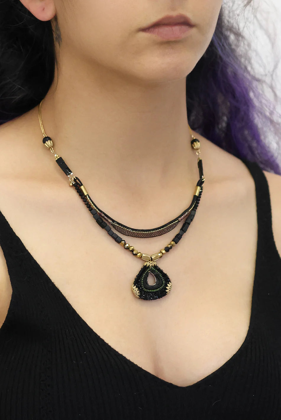 AYALA BAR - GILDED BLACK SET - ZAFFIRA NECKLACE