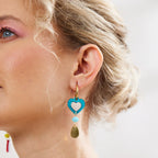 MARTHA JEAN - HEART AND BEAD EARRINGS - RAINBOW