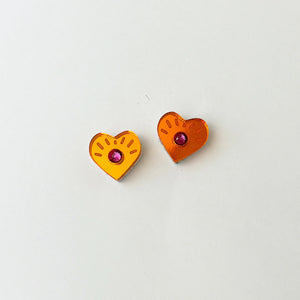 MARTHA JEAN - EYE HEART STUDS - ORANGE / PINK