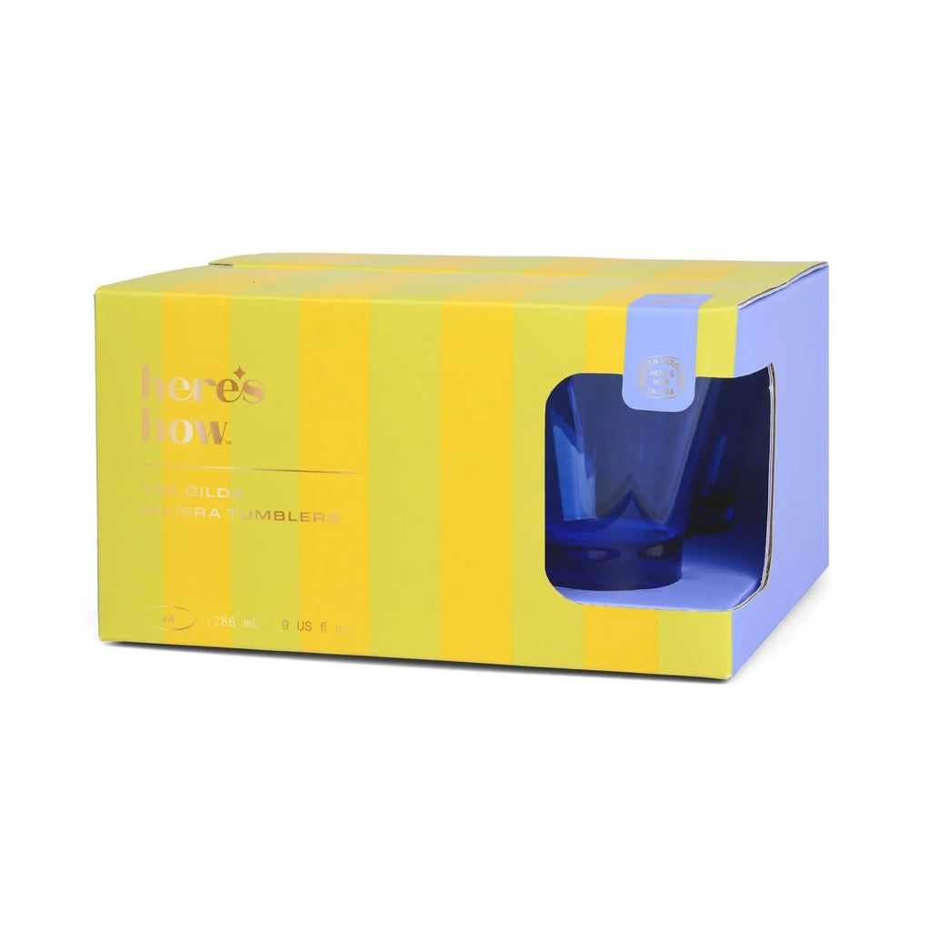 HERE'S HOW - THE GILDA ACRYLIC TUMBLER SET OF 4 - COBALT