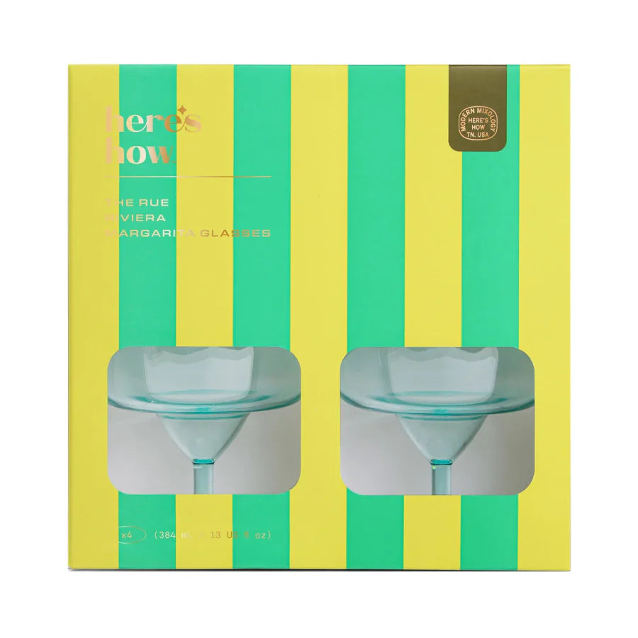 HERE'S HOW - THE RUE MARGARITA ACRYLIC GLASS SET OF 4 - MINT