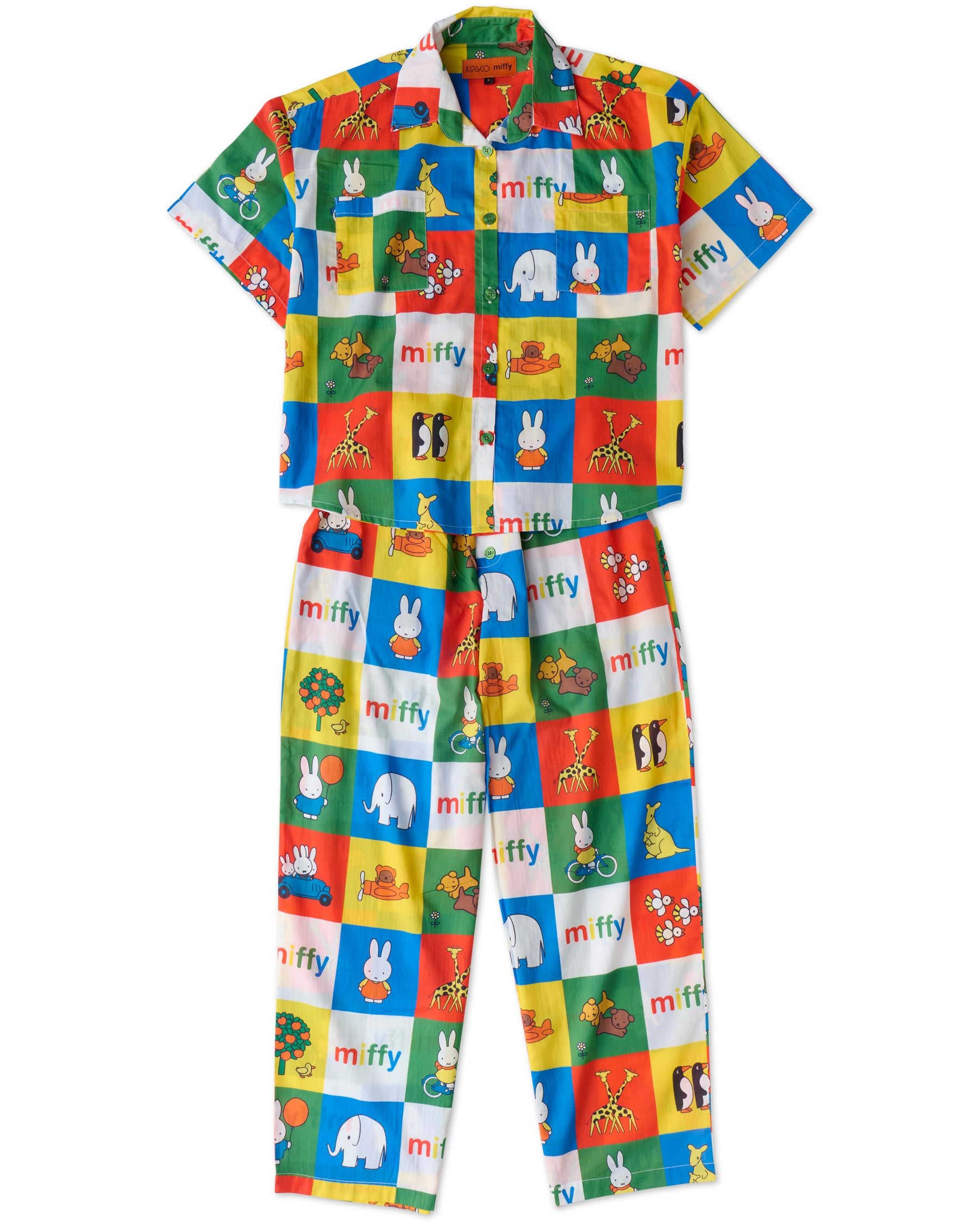 KIP & CO x MIFFY - MIFFY'S  ADVENTURES ADULT ORGANIC COTTON SHORT SLEEVE SHIRT & PANT PYJAMA SET