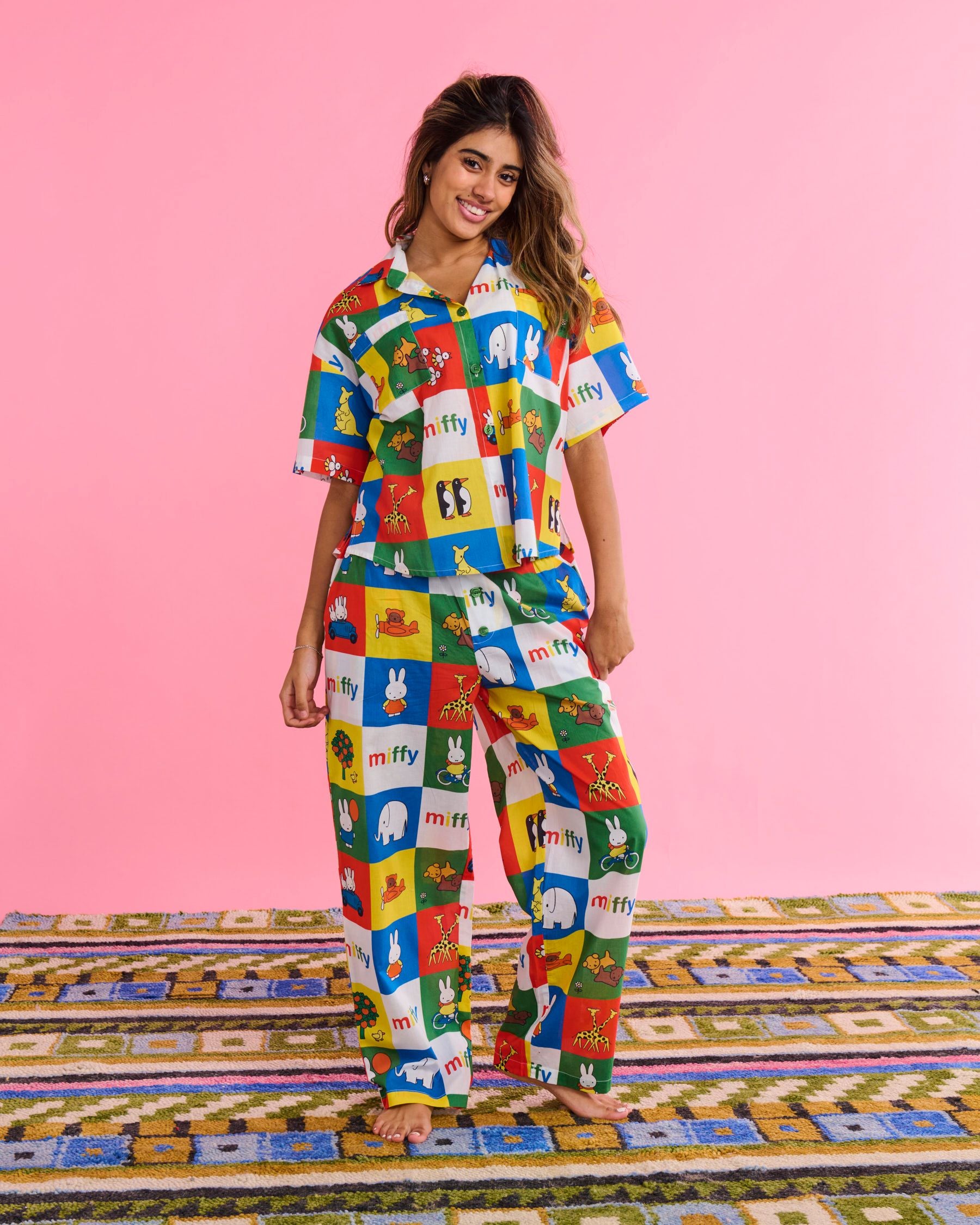 KIP & CO x MIFFY - MIFFY'S  ADVENTURES ADULT ORGANIC COTTON SHORT SLEEVE SHIRT & PANT PYJAMA SET