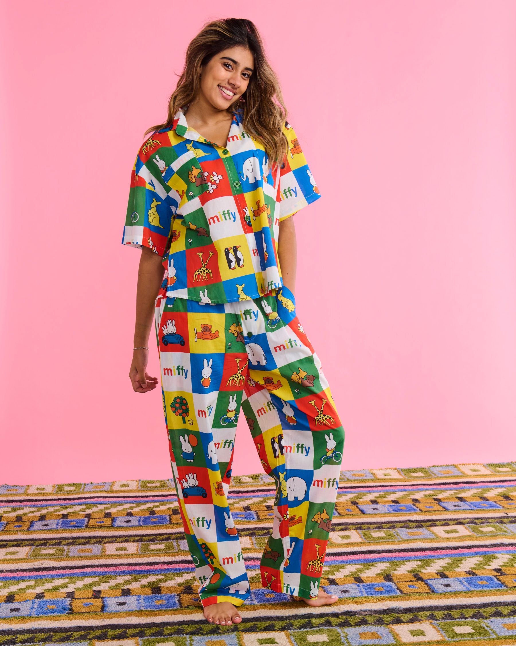 KIP & CO x MIFFY - MIFFY'S  ADVENTURES ADULT ORGANIC COTTON SHORT SLEEVE SHIRT & PANT PYJAMA SET