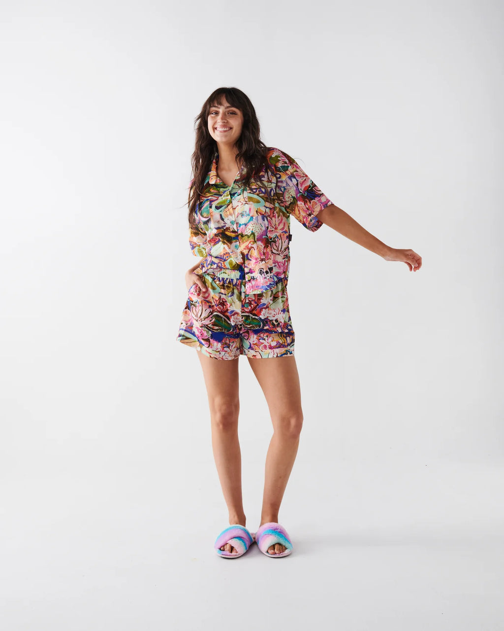 KIP & CO X KEZZ BRETT - WATERLILY WATERWAY SHORT SLEEVE SHIRT & SHORT PYJAMA SET