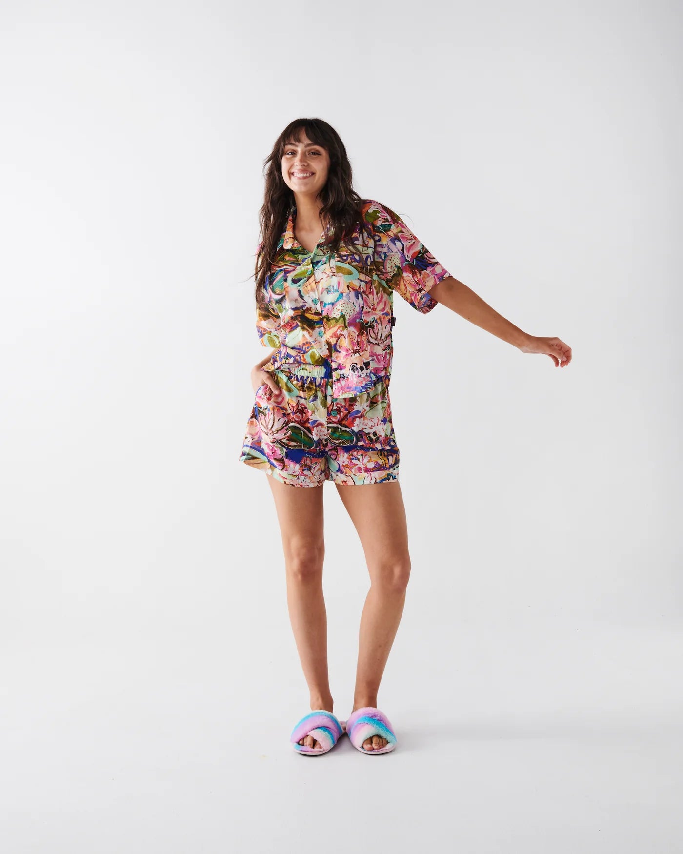 KIP & CO X KEZZ BRETT - WATERLILY WATERWAY SHORT SLEEVE SHIRT & SHORT PYJAMA SET