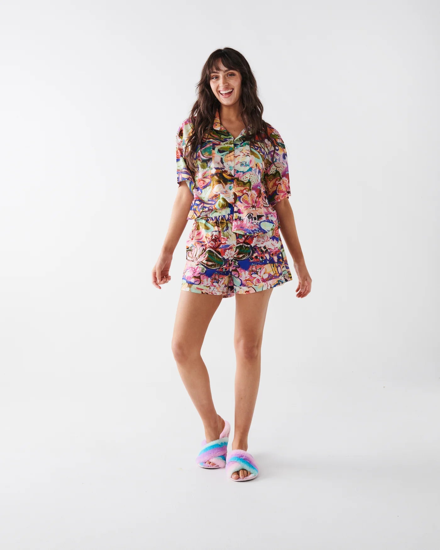 KIP & CO X KEZZ BRETT - WATERLILY WATERWAY SHORT SLEEVE SHIRT & SHORT PYJAMA SET
