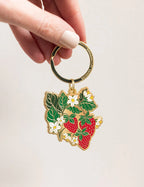 BESPOKE LETTERPRESS - ENAMEL KEYRING - STRAWBERRIES