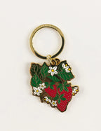 BESPOKE LETTERPRESS - ENAMEL KEYRING - STRAWBERRIES