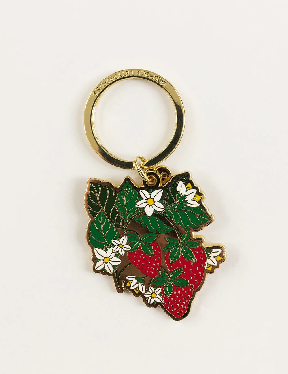 BESPOKE LETTERPRESS - ENAMEL KEYRING - STRAWBERRIES