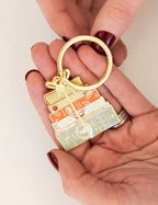 BESPOKE LETTERPRESS - ENAMEL KEYRING - BOOK STACK
