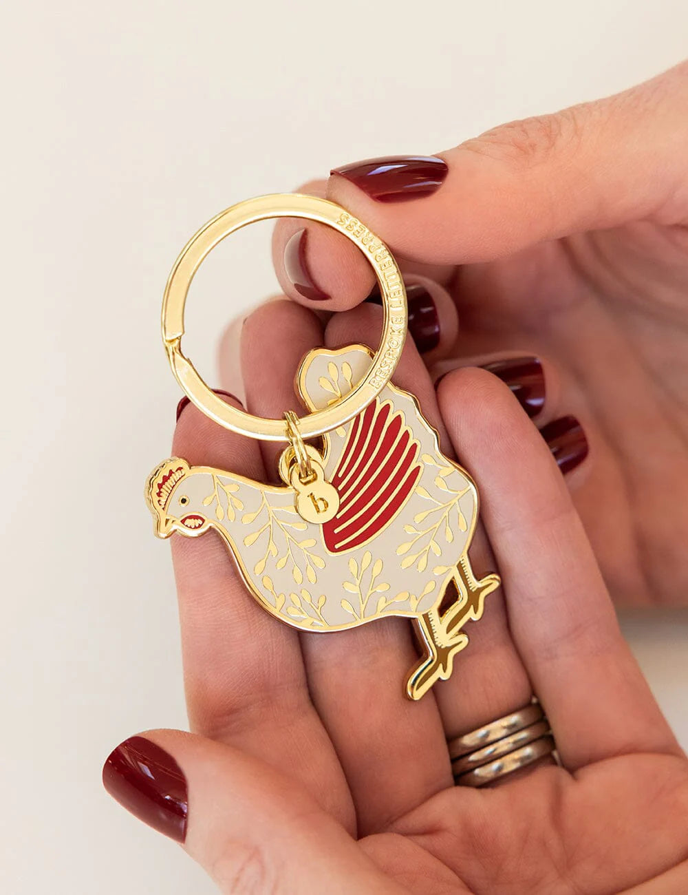 BESPOKE LETTERPRESS - ENAMEL KEYRING - CHICKEN