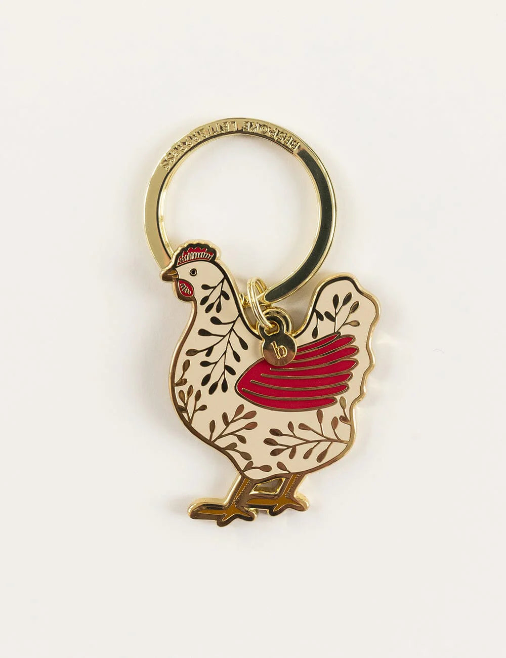 BESPOKE LETTERPRESS - ENAMEL KEYRING - CHICKEN