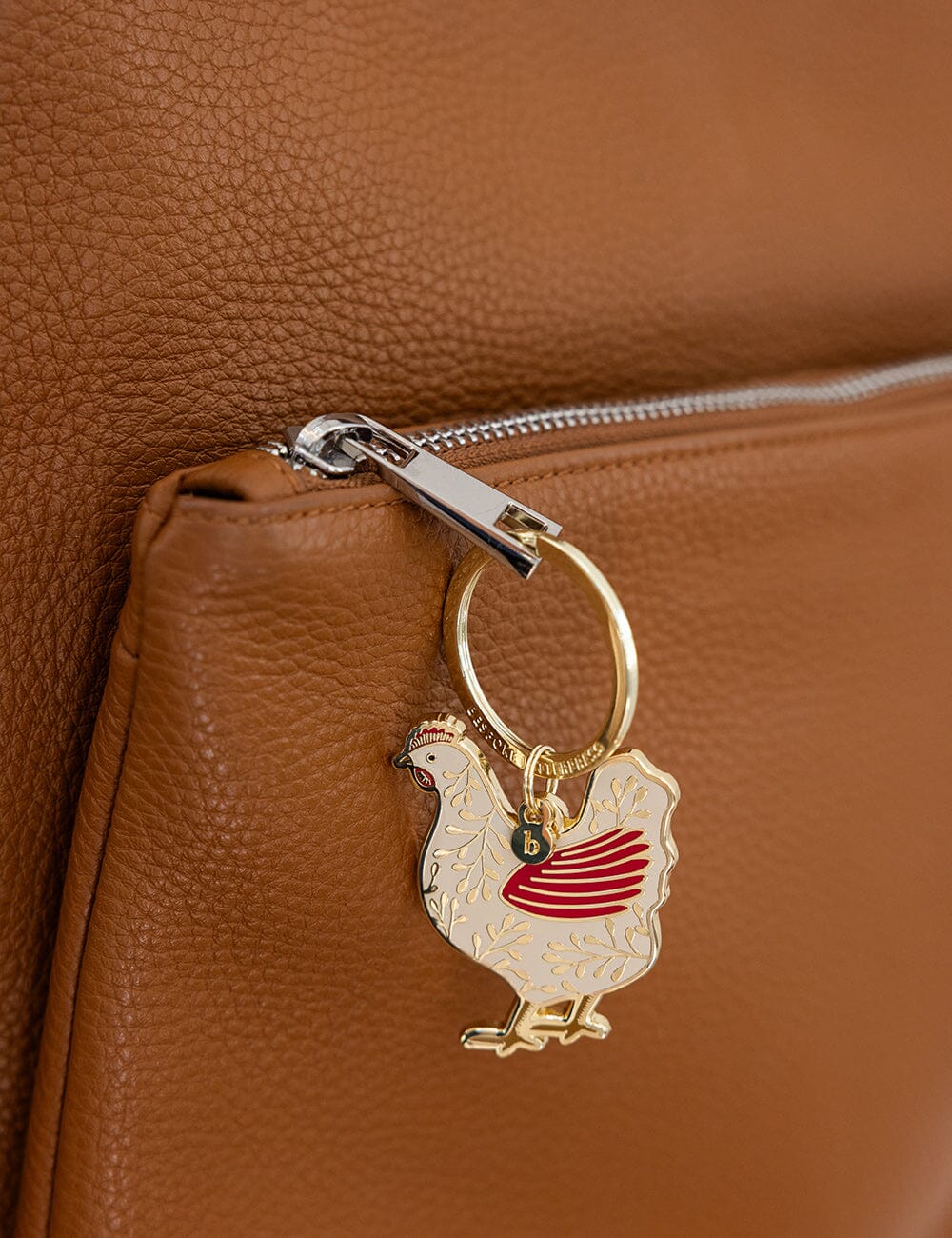 BESPOKE LETTERPRESS - ENAMEL KEYRING - CHICKEN