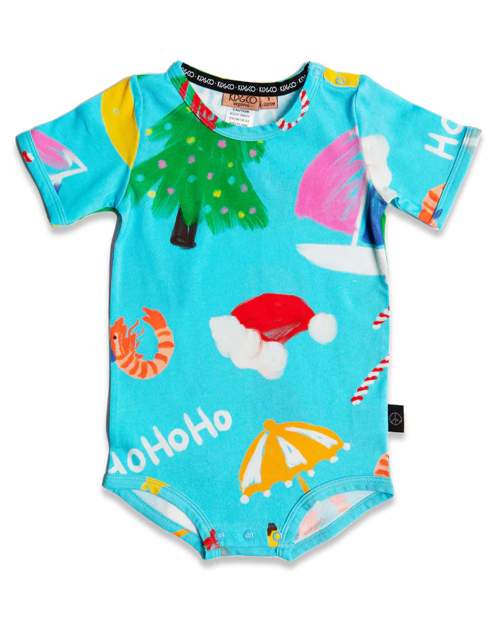KIP & CO - ORGANIC SHORT SLEEVE ROMPER - CHRISTMAS ICONS