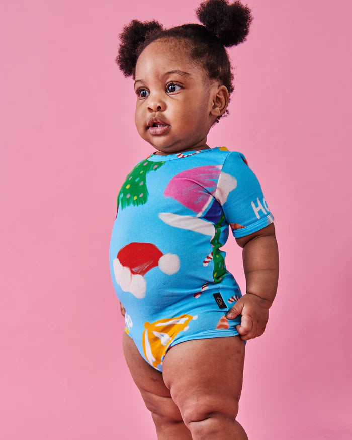 KIP & CO - ORGANIC SHORT SLEEVE ROMPER - CHRISTMAS ICONS