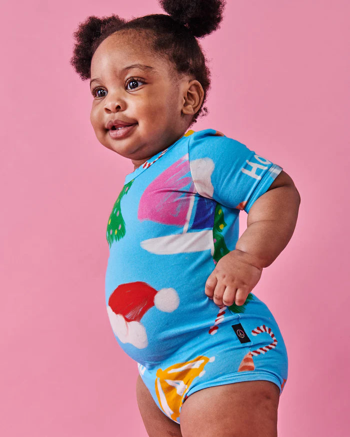 KIP & CO - ORGANIC SHORT SLEEVE ROMPER - CHRISTMAS ICONS