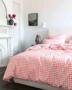 KIP & CO - ORGANIC COTTON QUEEN QUILT COVER - GINGHAM CANDY