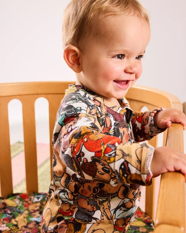 KIP & CO X BLINKY BILL - ORGANIC LONG SLEEVE ZIP ROMPER - BLINKY BILL AND FRIENDS