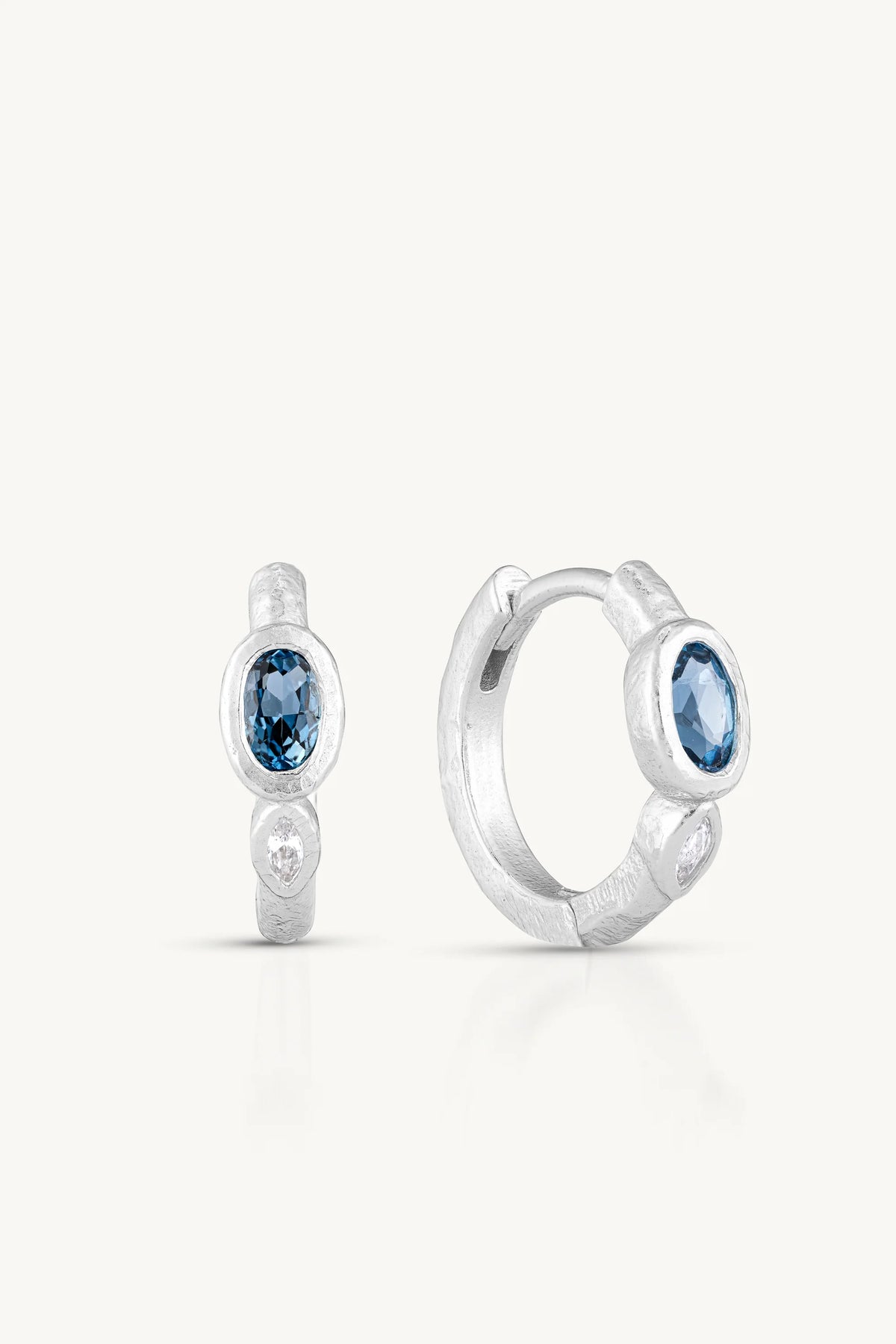 TONIMAY - TEXTURED SILVER HUGGIES - LONDON BLUE TOPAZ