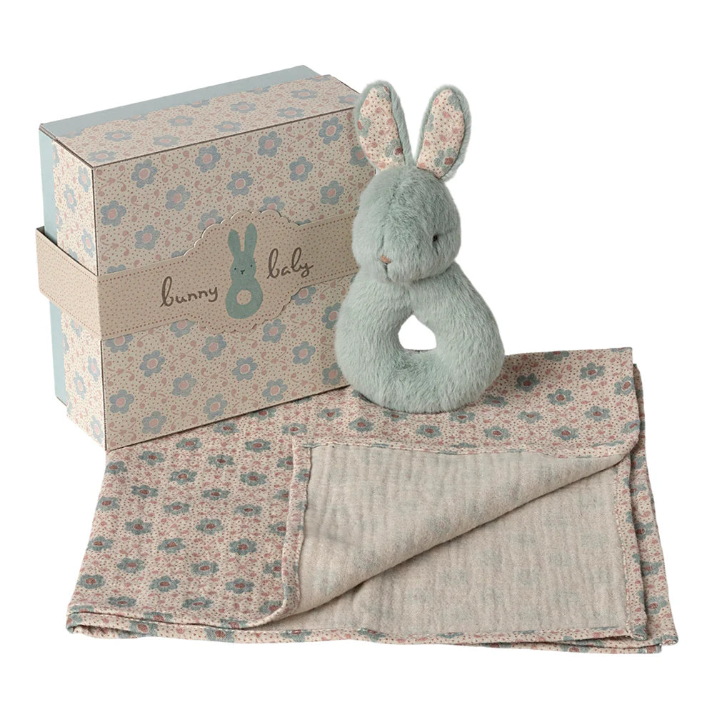 MAILEG - BUNNY RATTLE SET - MINT