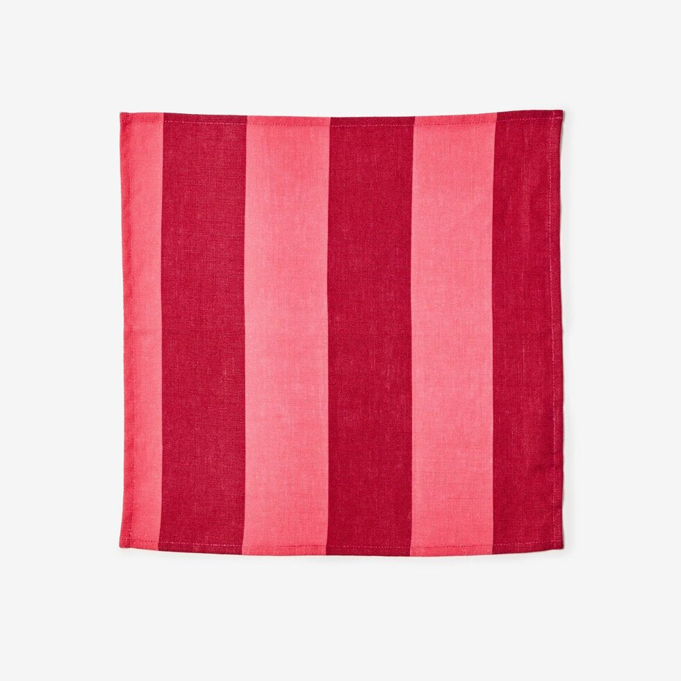 BONNIE & NEIL - BIG STRIPE CERISE NAPKINS SET/4