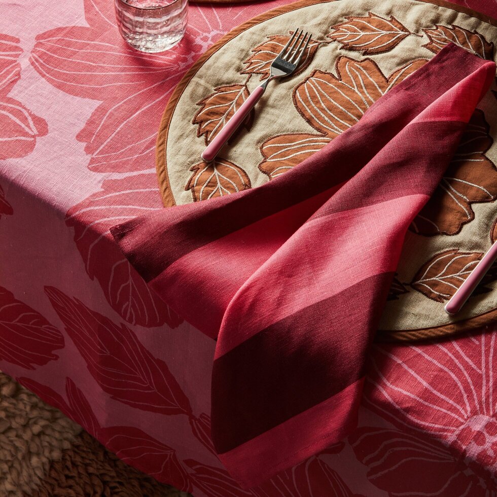 BONNIE & NEIL - BIG STRIPE CERISE NAPKINS SET/4
