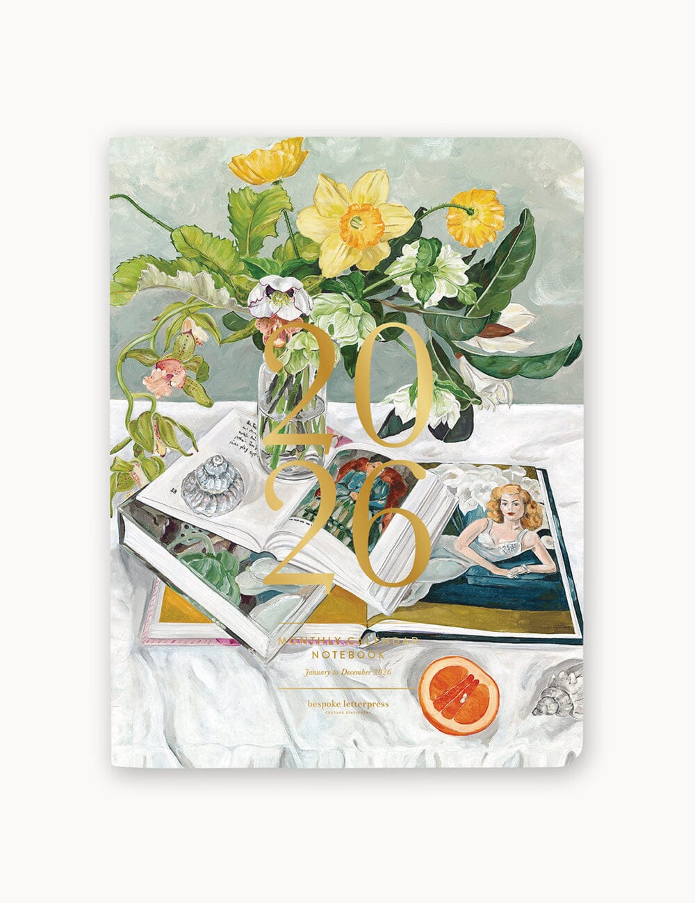 BESPOKE LETTERPRESS - 2026 MONTHLY CALENDAR NOTEBOOK