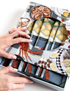 BESPOKE LETTERPRESS - CRAB & SQUID 100% LINEN NAPKINS - 6PK