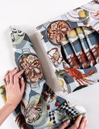 BESPOKE LETTERPRESS - CRAB & SQUID 100% LINEN NAPKINS - 6PK