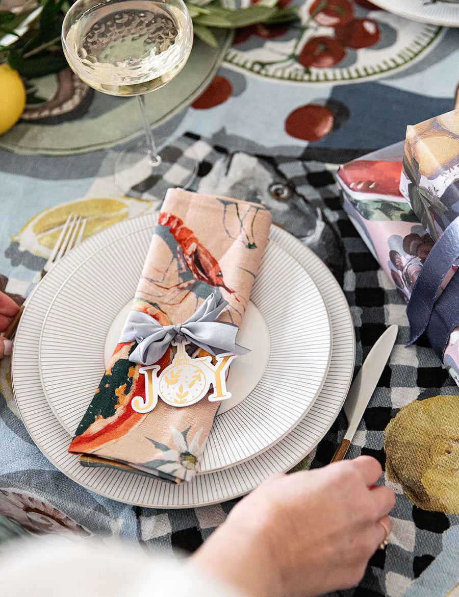 BESPOKE LETTERPRESS - SUMMER PICNIC 100% LINEN NAPKINS - 6 PK