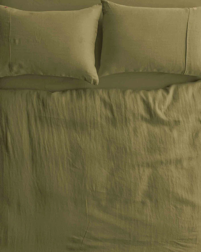KIP & CO - OLIVE LINEN QUILT COVER
