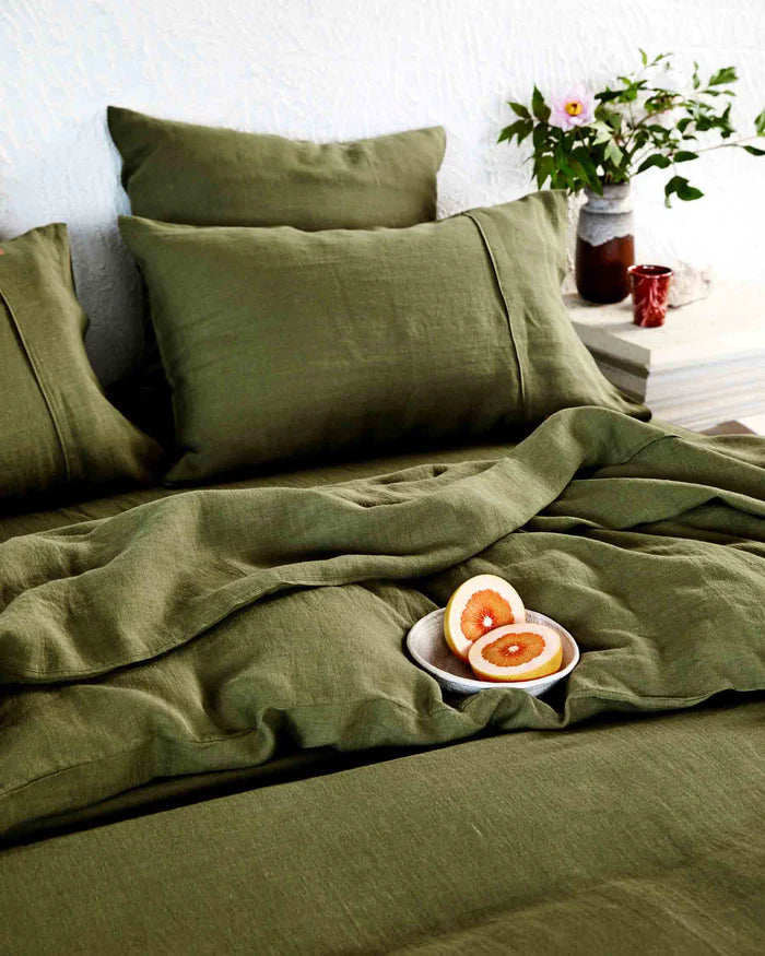 KIP & CO - OLIVE LINEN QUILT COVER