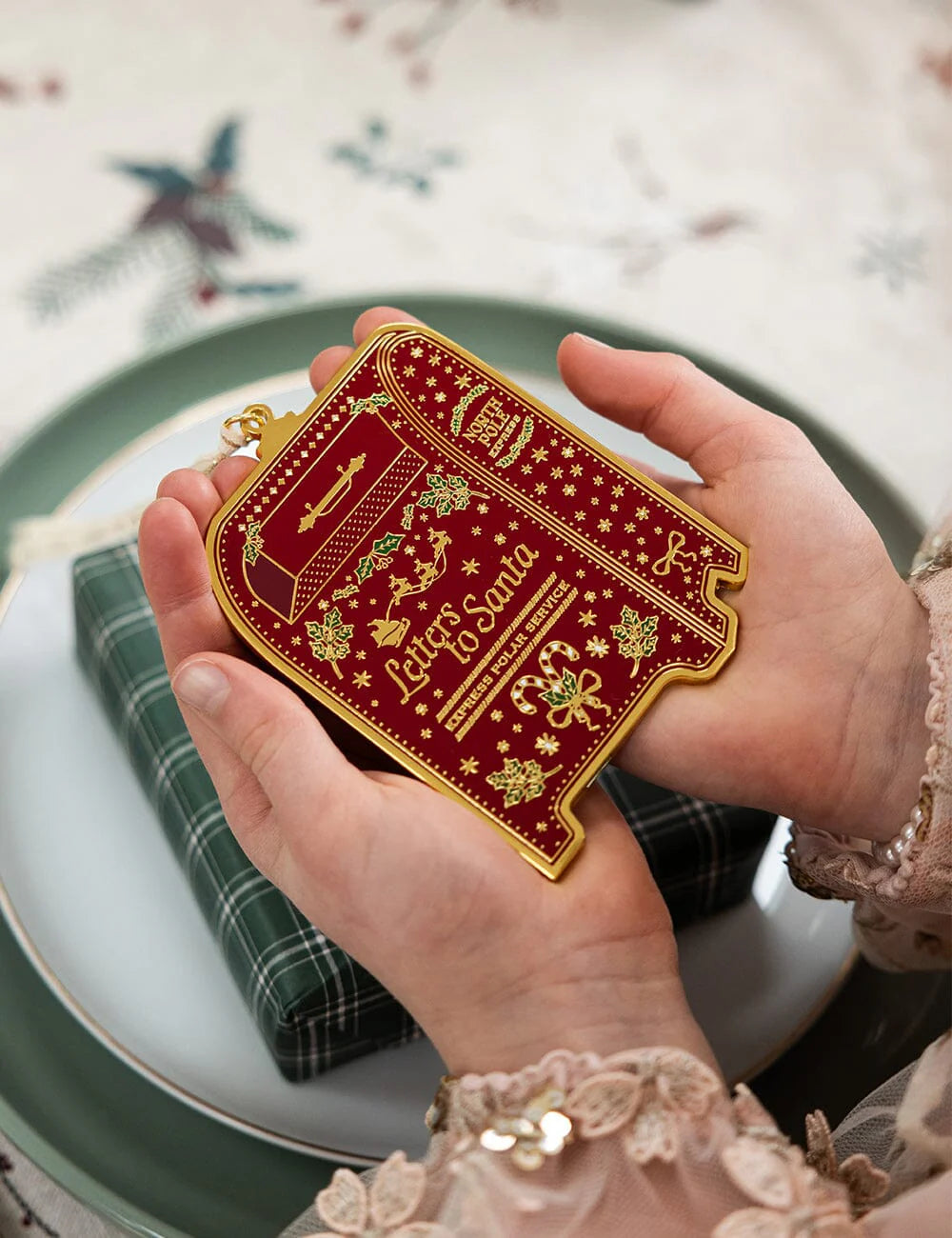 BESPOKE LETTERPRESS - ENAMEL CHRISTMAS ORNAMENT - SANTA'S MAILBOX
