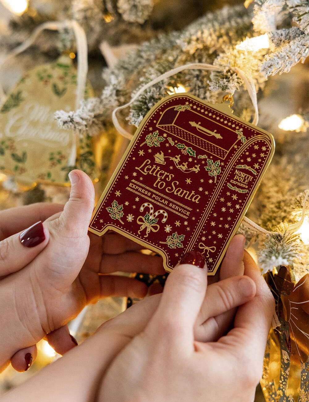 BESPOKE LETTERPRESS - ENAMEL CHRISTMAS ORNAMENT - SANTA'S MAILBOX