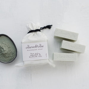OLIEVE & OLIE - BLUE GUM , CEDARWOOD & BENTONITE CLAY HANDMADE BAR SOAP - 3 PACK