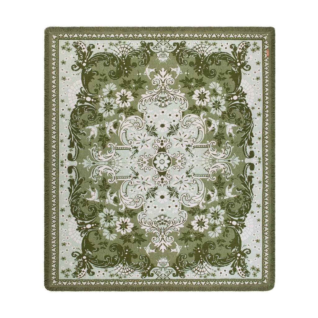 WANDERING FOLK - ORNATE FLORAL THROW - FERN