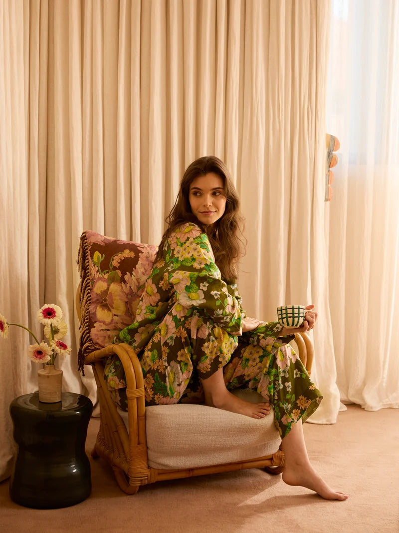 BONNIE & NEIL - BUTTERCUP LINEN PYJAMA SET - OLIVE