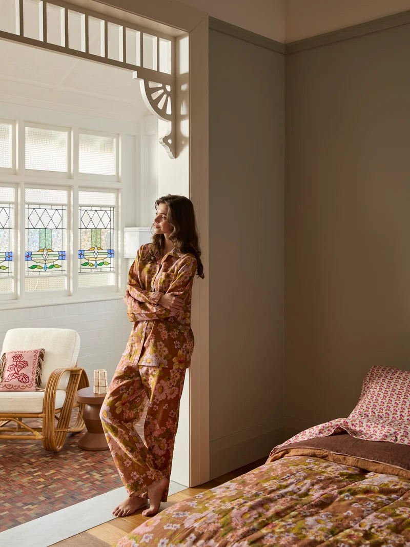 BONNIE & NEIL - BUTTERCUP LINEN PYJAMA SET - RUST