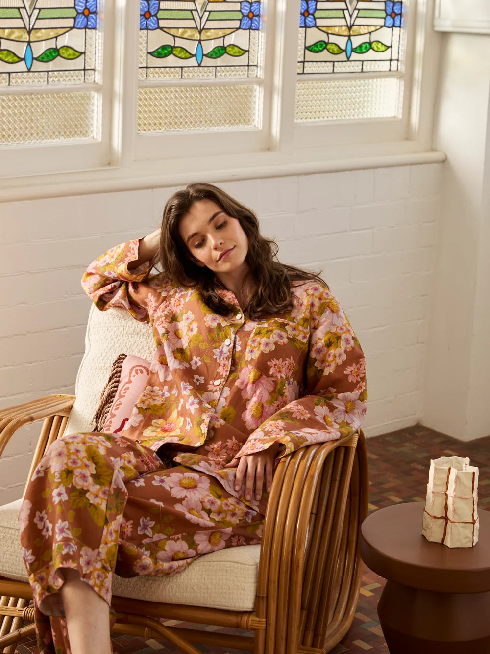 BONNIE & NEIL - BUTTERCUP LINEN PYJAMA SET - RUST