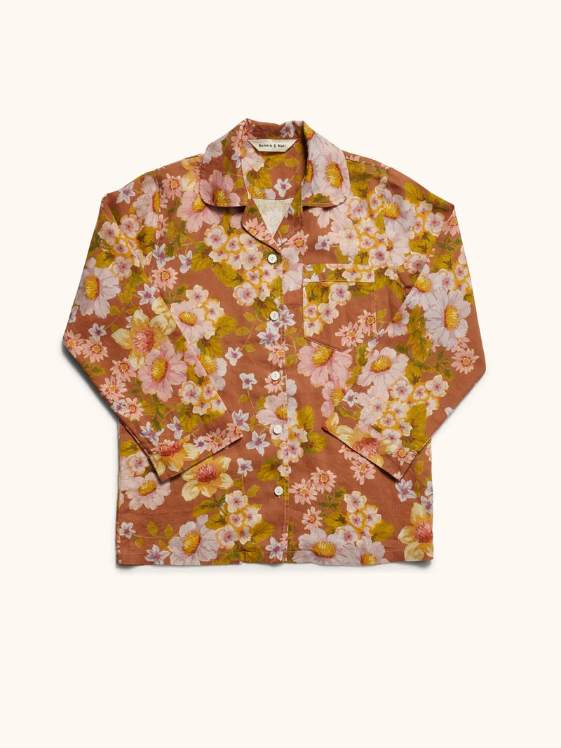 BONNIE & NEIL - BUTTERCUP LINEN PYJAMA SET - RUST