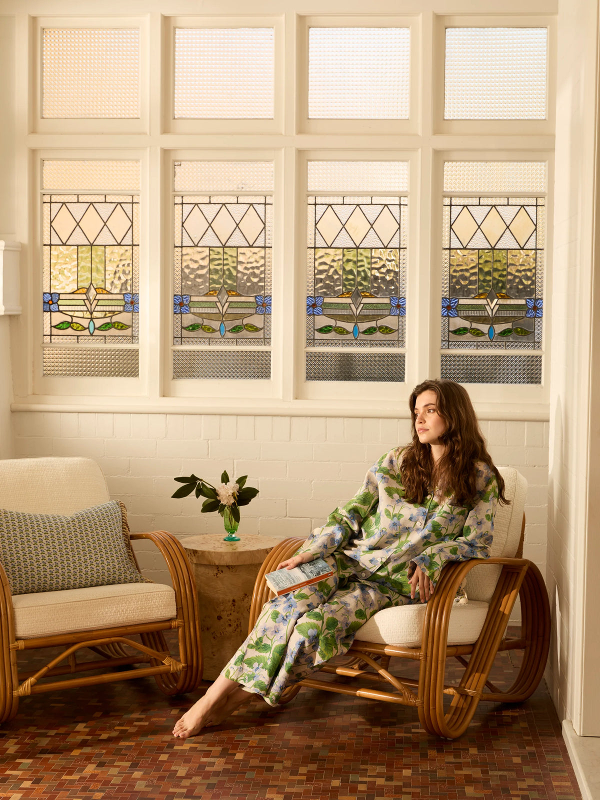 BONNIE & NEIL - FLORAL LINEN PYJAMA SET - LILAS BLUE